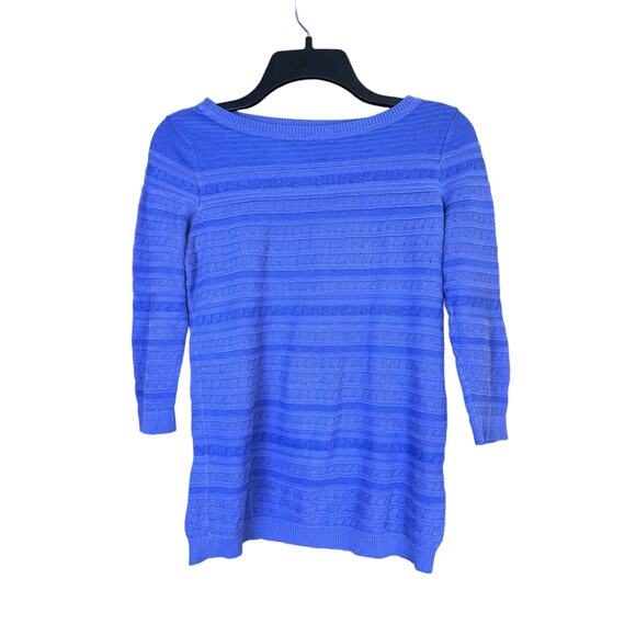 Banana Republic Sweaters - Banana Republic Women's Lightweight 3/4 Sleeve Purple Striped Sweater - Size S‎